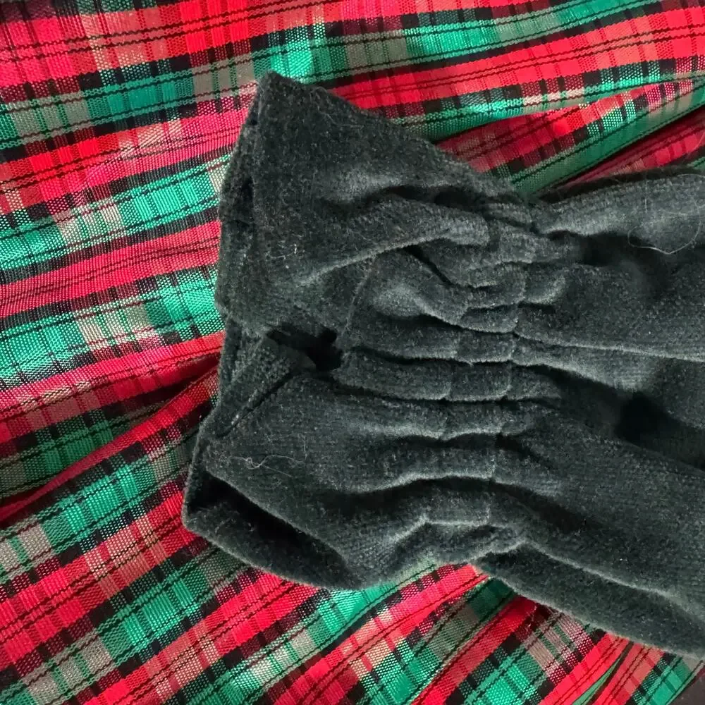 Handmade Girls Christmas Plaid Velvet Dress Red Green Holiday Size 18 Months
